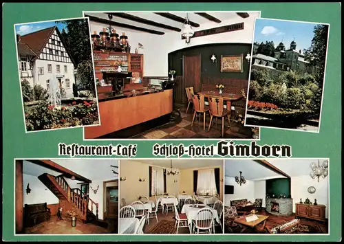 Gimborn-Marienheide Mehrbild-AK Restaurant-Café Schloß-Hotel Gimborn 1977