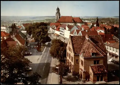 Ansichtskarte Hechingen Stadt-Panorama mit Obertorplatz 1970