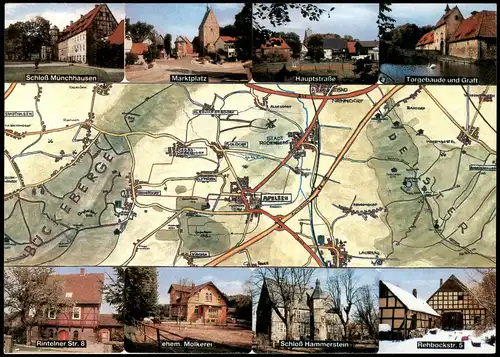 Apelern Mehrbildkarte mit Ortsansichten u. Umgebung-Landkarte 1996