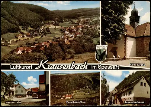 Krausenbach MB
 mit Hauptstr., Kath. Kirche, Jugendherberge, Ferschenmühle 1968