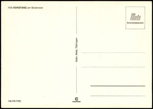 Konstanz Mehrbildkarte mit 4 Ortsansichten u.a. Bodensee Hafen Schiffe 1970