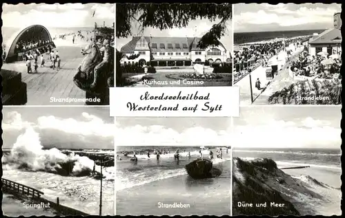 Ansichtskarte Westerland-Sylt Strandpromenade, Strandleben, Casino 1959