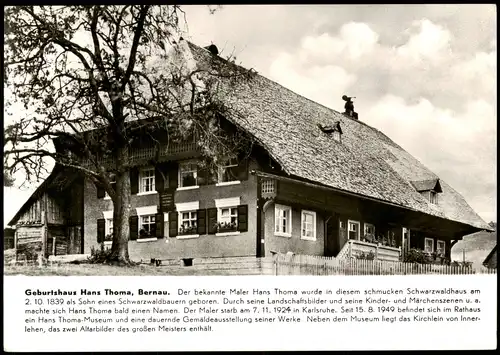 Ansichtskarte Bernau im Schwarzwald Geburtshaus Hans Thoma 1975