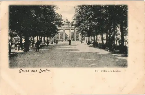 Ansichtskarte Mitte-Berlin Unter den Linden, Brandenburger Tor 1904