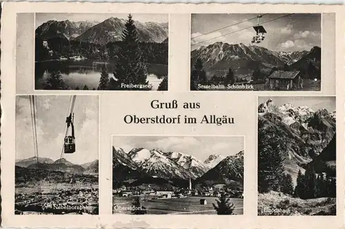 Ansichtskarte Oberstdorf (Allgäu) Freibergsee, Sesselbahn, Seilbahn 1960