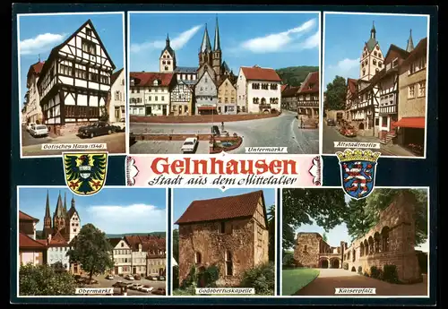Ansichtskarte Gelnhausen Mehrbild-AK mit 6 farbigen Ortsansichten 1980
