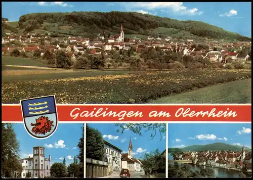 Gailingen am Hochrhein Panorama-Ansicht des Ortes am Hochrhein 1975