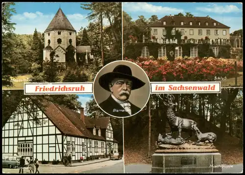 Ansichtskarte Friedrichsruh Mehrbild-AK mit Bismarck und Ortsansichten 1970