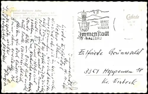 Ansichtskarte Immenstadt (Allgäu) Gasthof goldener Adler - Gaststube 1958