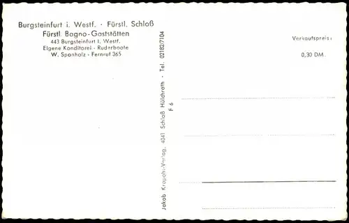 Ansichtskarte Burgsteinfurt-Steinfurt Fürstl. Bagno-Gaststätten Schloß 1964