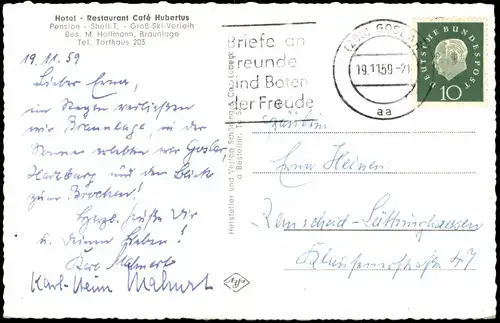 Torfhaus (Harz)-Altenau Hotel - Restaurant Café Hubertus MB 1959