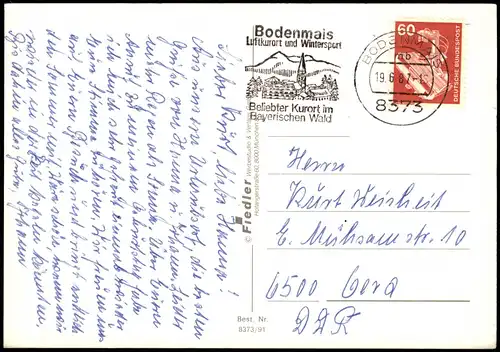 Bodenmais Mehrbildkarte mit Hochfall, Silberberg-Kreuz, Musik-Kapelle uvm. 1987