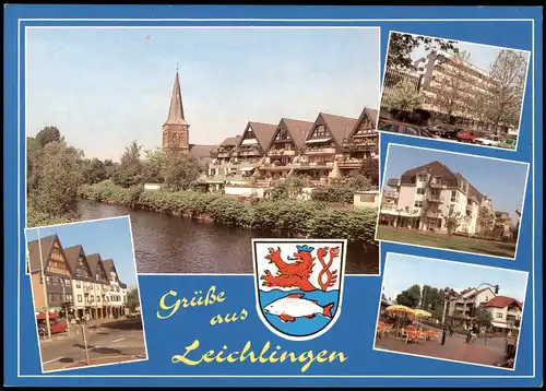 Leichlingen Mehrbildkarte mit 5 farbigen Stadtteilansichten 1980