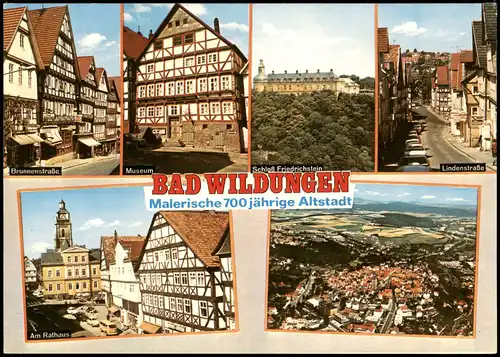 Bad Wildungen Mehrbildkarte mit Brunnenstr., Schloß, Lindenstraße uvm. 1980