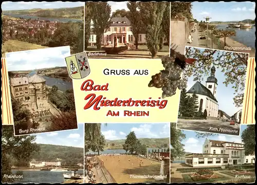 Bad Niederbreisig Mehrbildkarte mit Rheinhotel, Schwimmbad, Kurhaus uvm. 1962