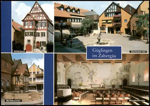 Güglingen Mehrbild-AK mit   Marktbrunnen Helferhaus Deutscher Hof 1983