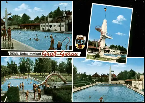 Ansichtskarte Groß-Gerau Schwimmbad Freibad Mehrbildkarte 1983