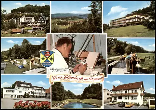 Ansichtskarte Gras-Ellenbach Mehrbildkarte mit 9 Ortsansichten 1980