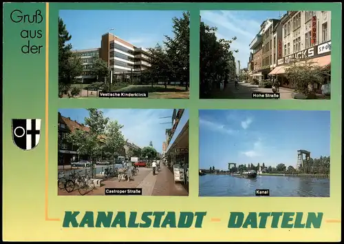 Ansichtskarte Datteln Mehrbild-AK Ortsansichten, Kinderklinik, Kanal 1991