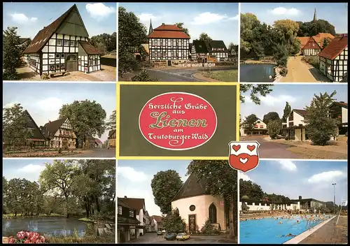 Ansichtskarte Lienen Mehrbildkarte mit Stadtteilansichten u. Freibad 1990