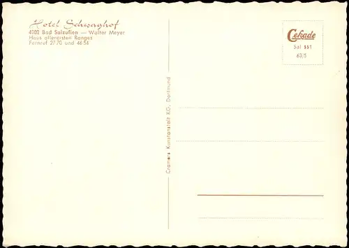 Ansichtskarte Bad Salzuflen Hotel Schwaghof Außensitz 1963