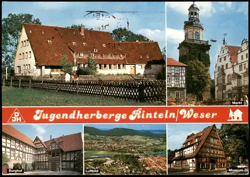 Rinteln Mehrbildkarte u.a. mit Jugendherberge, Burghof, Luftbild 1990