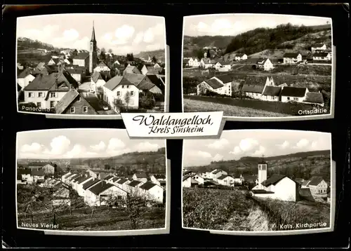 Waldangelloch Mehrbild-AK mit Neues Viertel, Kirche, Ortspartie 1970