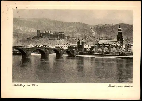 Ansichtskarte Heidelberg Stadt im Winter 1957