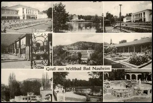 Ansichtskarte Bad Nauheim Stadtteilansicht 1961  gel. Bahnpoststempel