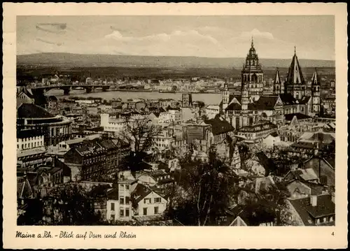 Ansichtskarte Mainz Blick über die Stadt 1956