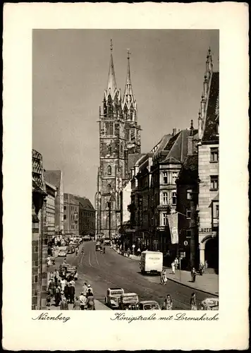 Ansichtskarte Nürnberg Königsstraße, Autos - belebt 1955