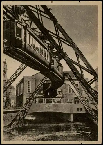 Ansichtskarte Elberfeld-Wuppertal Döppersberg, Schwebebahn 1950