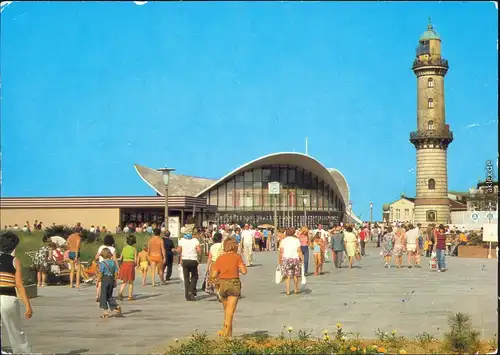 Ansichtskarte Warnemünde-Rostock Gaststätte Teepott und Leuchtturm 1982