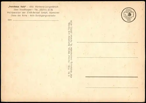 Hörkamp-Langenbruch Forsthaus Halt Waldpension Bückebergen Mehrbildkarte 1970