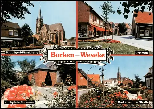 Weseke-Borken (Westfalen) Mehrbild-AK Kirchplatz  Borkenwirther Straße   1979