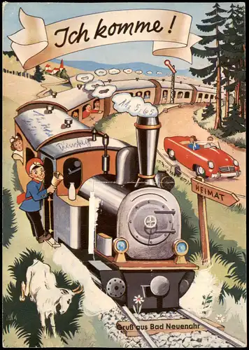 Bad Neuenahr-Bad Neuenahr-Ahrweiler   Eisenbahn Motiv "Ich komme" 1964
