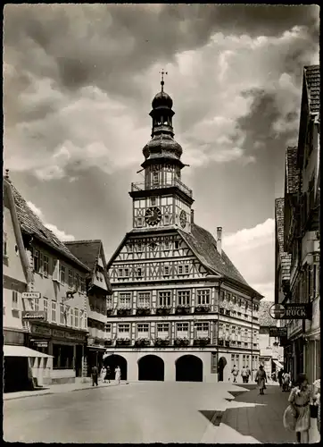 Ansichtskarte Kirchheim unter Teck Rathaus, Geschäfte 1956