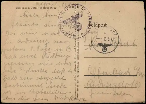 Militär Scherzkarte Beim Verschwörungsrat 1942  gel. Chiffre Feldpoststempel