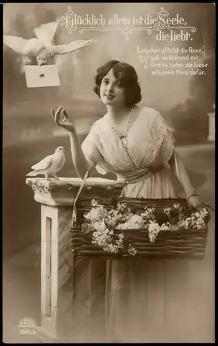 Ansichtskarte  Menschen/Soziales Leben - Liebe Frau - Brieftaube 1914