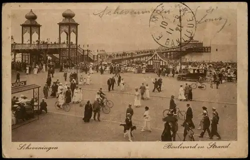 Postkaart Scheveningen-Den Haag Den Haag Boulevard en Strand 1921