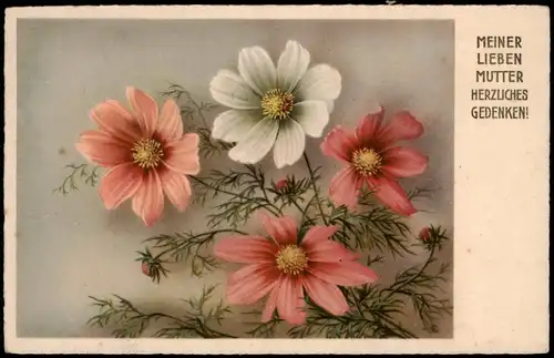 Ansichtskarte  Glückwunsch - Muttertag, Blumen 1942  gel. Feldpost WK 2