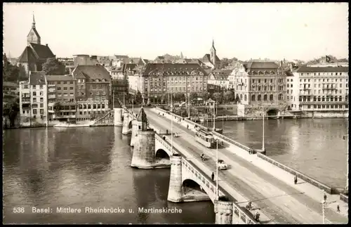 Ansichtskarte Basel Rheinbrücke 1964