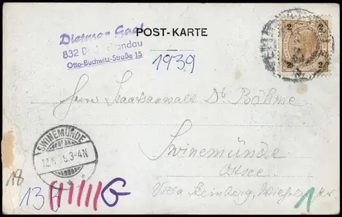 Tetschen-Bodenbach Decín von der Stephanshöhe - Mondschein 1898