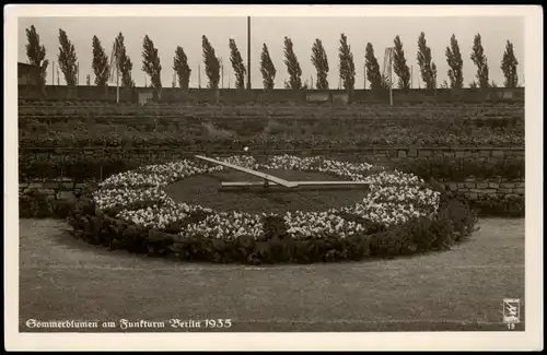 Ansichtskarte Charlottenburg-Berlin Sommerblumen am Funkturm Ausstellung 1935