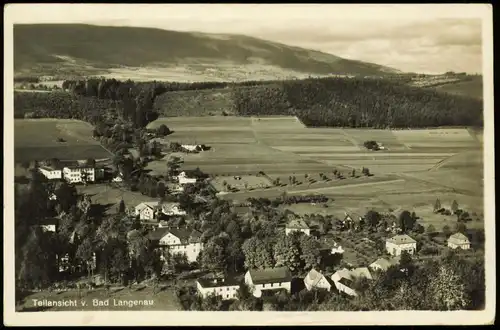 Bad Langenau Długopole Zdrój Blick auf Stadt 1938  gel. Bahnpoststempel Breslau