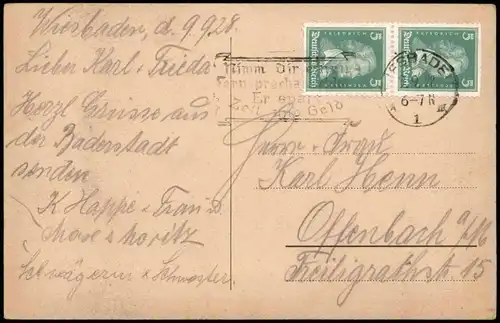 Ansichtskarte Wiesbaden Griechische Kapelle 1927  gel. MF Stempel Wiesbaden