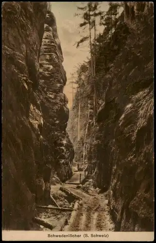 Ansichtskarte Rathen Schwedenlöcher 1924