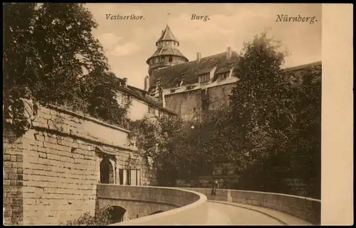 Ansichtskarte Nürnberg Vestnerthor. Burg: 1908
