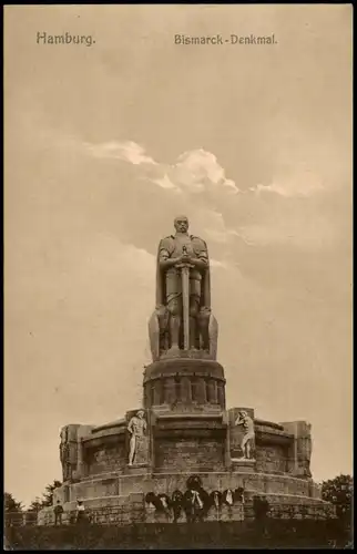 Ansichtskarte St. Pauli-Hamburg Bismarck-Denkmal, Kränze 1913