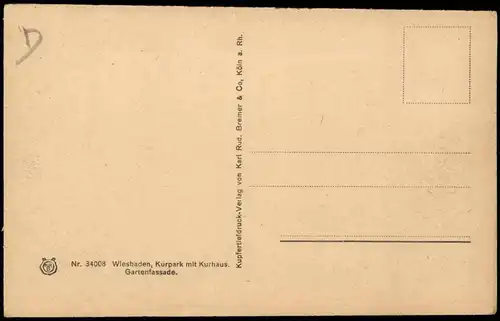 Ansichtskarte Wiesbaden Kurpark mit Kurhaus, Gartenfassade. 1928